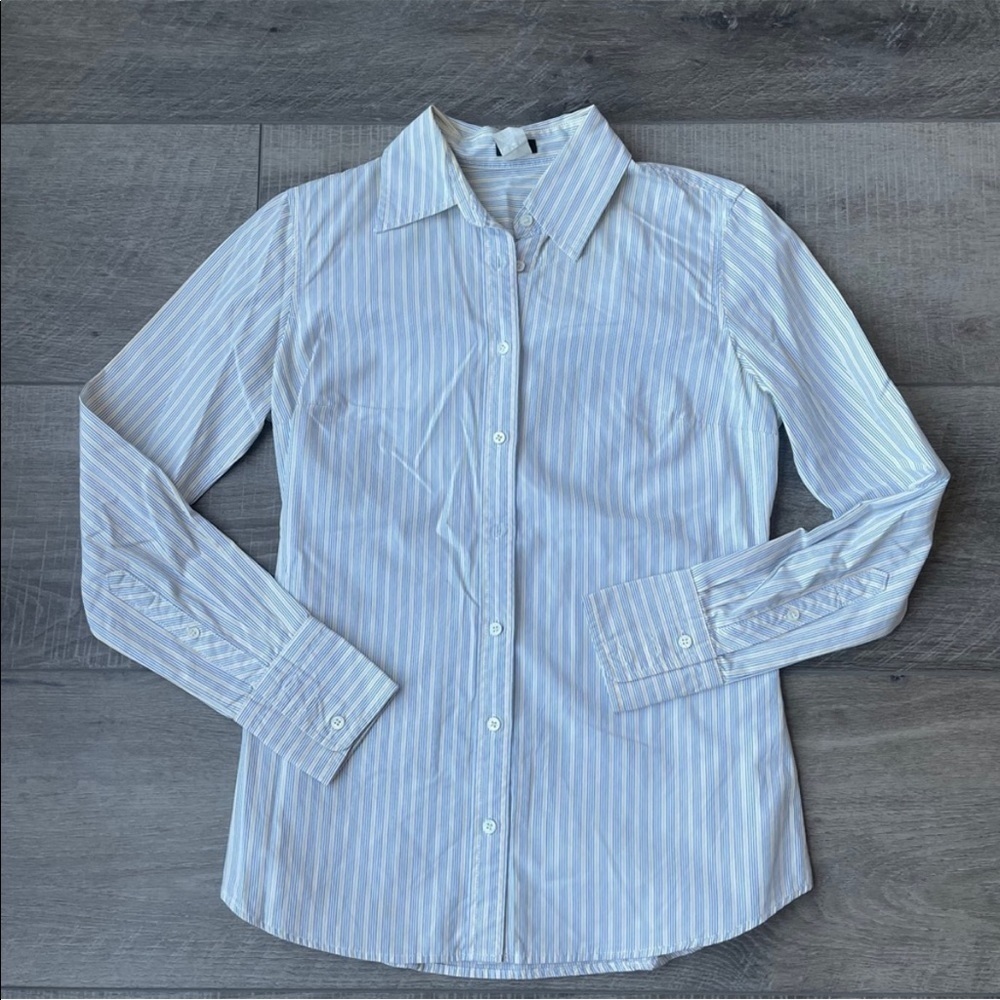 J. Crew Factory Blue & Yellow Striped Button Down Shirt Size XS